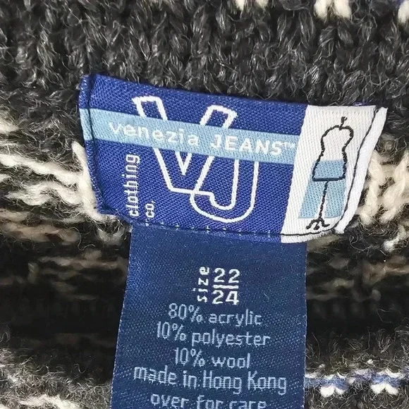 Vintage Venezia Jeans Black Print Knit Sweater 22/24 NWT - Picture 5 of 6